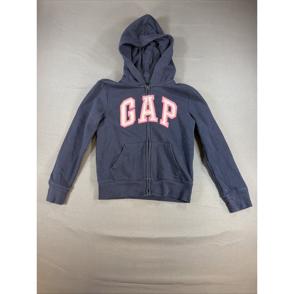 Gap Kids Logo Hoodie Sweatshirt Blue Pink Zip-Up Fleece Size Large 10
